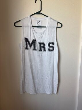 White Sleeveless 'MRS' Graphic Tank